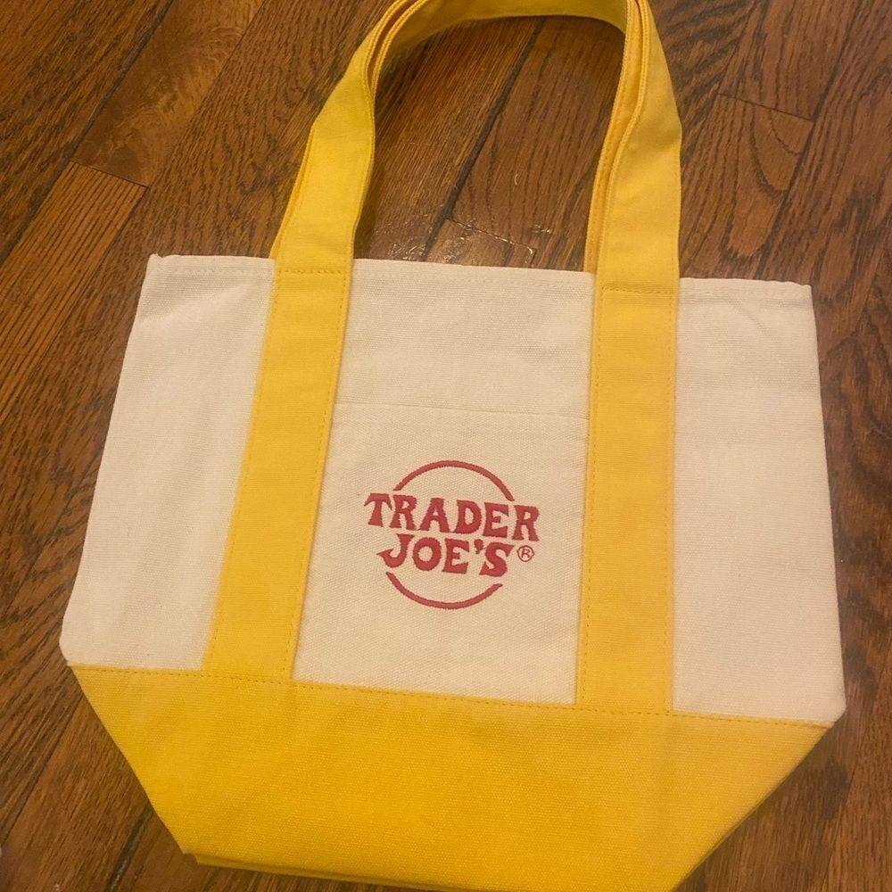 Trader Joe's Yellow and White Tote Bag NWT